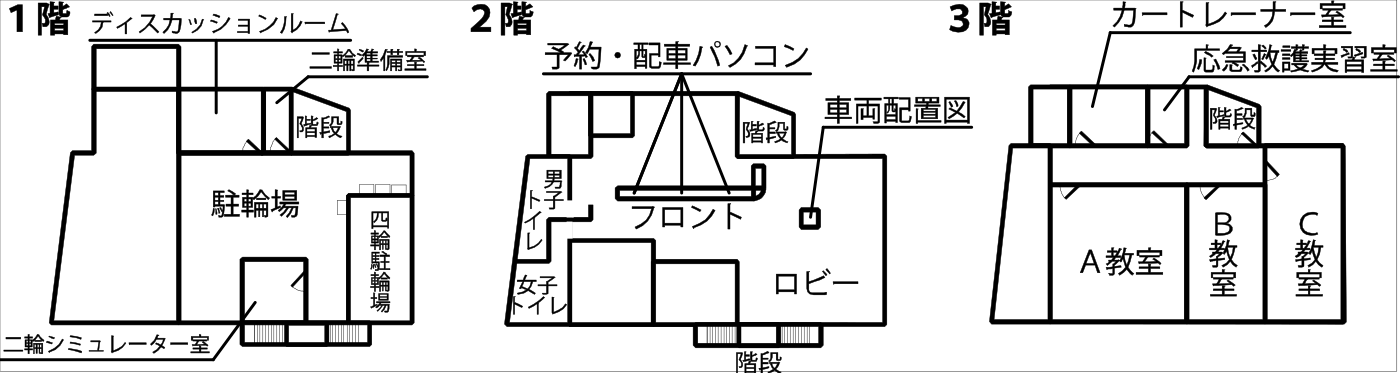 館内案内図(1階・2階・3階)